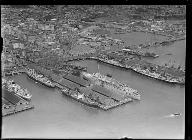 RMS Caronia ship berthed at Auckland wharf