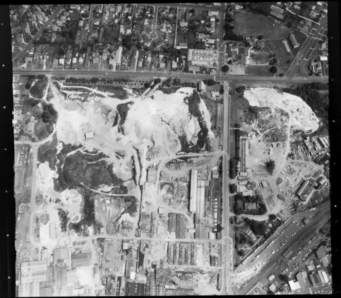 New Lynn, Waitakere City, featuring quarry [sandstone? A B Bricks Limited?] and industrial area