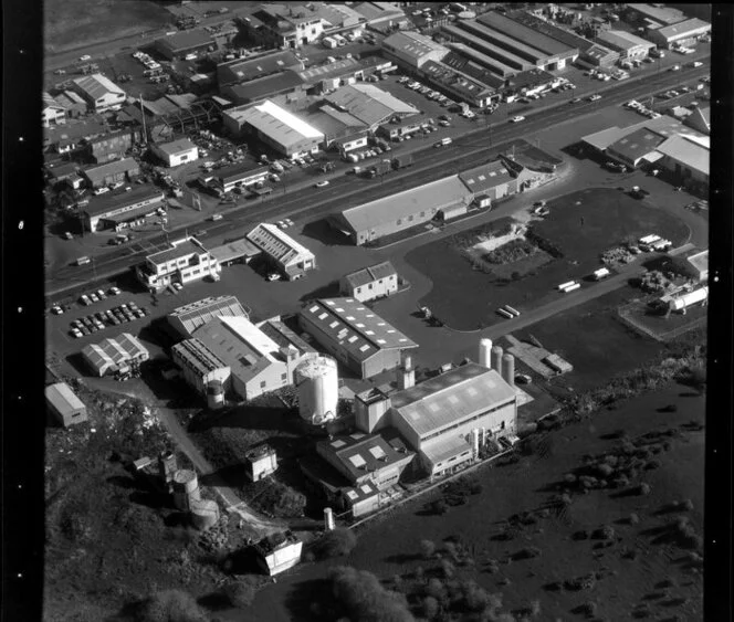 Unidentified factories in Penrose/ Otahuhu industrial area, Manukau City, Auckland