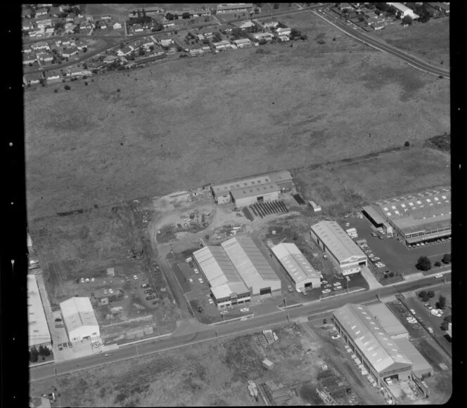 Unidentified factories, Carbine Road industrial area, Mt Wellington, Auckland, also including residential housing and undeveloped land