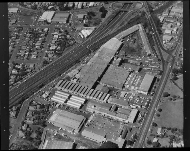 Reid Rubber Mill, Auckland, including motorway