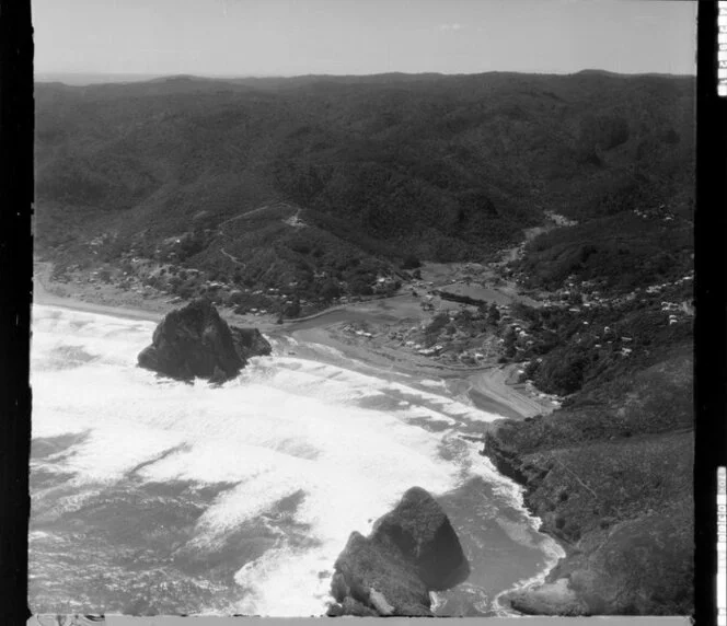 Piha beach, with Lion Rock, West Auckland