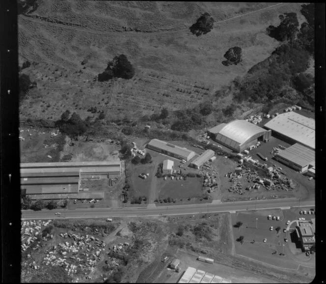 Unidentified factories, Mt Wellington/ Panmure industrial area, Auckland, including car wreckers yard