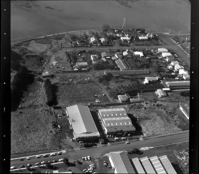 Unidentified factories, East Tamaki industrial area, Manukau City, including Tamaki River and residential housing