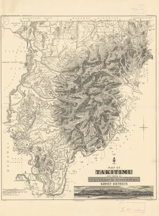 Map of Takitimu and parts of Titiroa & Monowai Survey Districts [electronic resource].