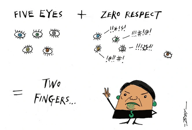 Five eyes + zero response = two fingers
