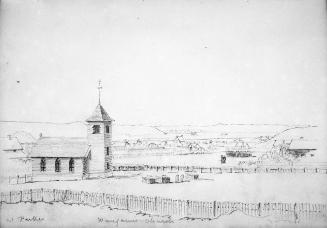 Parkes, Samuel, 1790-1863 :Wanganui Church [i.e. Christ Church]. [1840s].