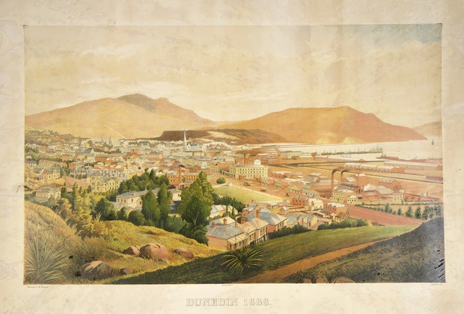 O'Brien, George, 1821-1881 :Dunedin, 1888. Geo O'Brien pinxt. P. McIntyre Del. Dunedin, W. J. Prictor. Caxton & Co. Lith. [ca 1888]