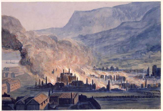 Sanderson, J :Great fire at Port Lyttelton. 1870