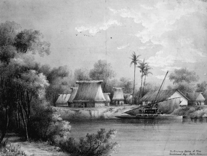 Shipley, Conway, 1824-1888 :The Missionary Station at Mbua. Sandalwood Bay. Feejee Islds. [London, T. McLean, 1851].
