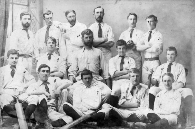 J P Firth and the Wellington College cricket team
