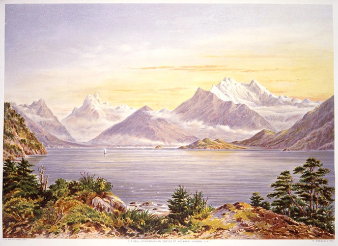 Barraud, Charles Decimus 1822-1897 :Lake Wakatipu, 1876. C. D. Barraud del, T. Picken lith. C. F. Kell, Lithographer, Castle St, Holborn, London [1877]