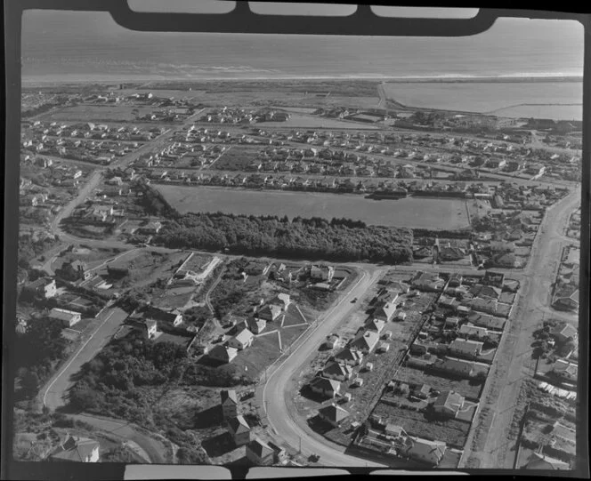 Rugby Park in Greymouth, looking out towards the coast, Grey district, West Coast