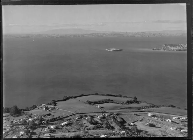 Howick, Auckland, showing A Stevenson's home and Motukaraka Island