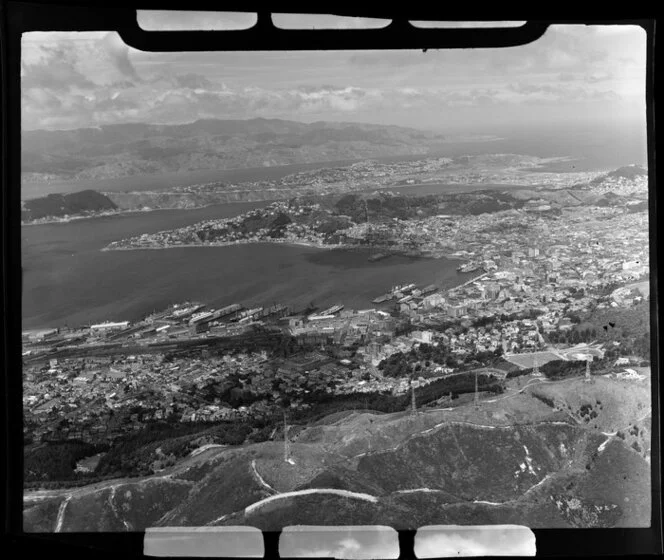 Wellington City, showing harbour, shipping and railway yards