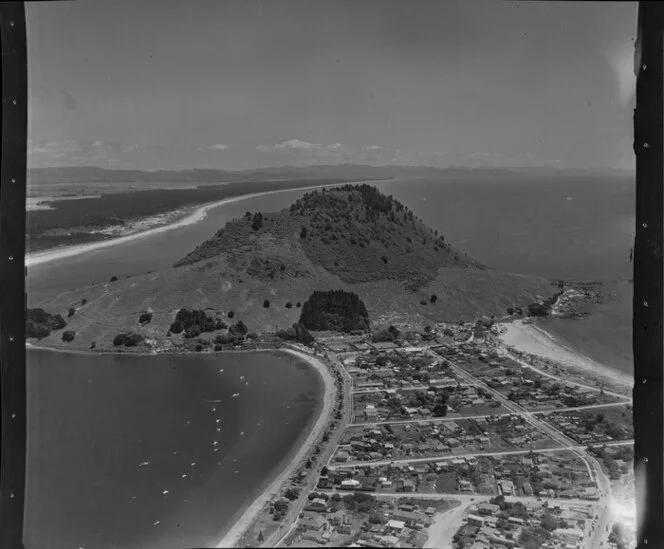 Mount Maunganui, Bay of Plenty, showing the Mount, township and beaches