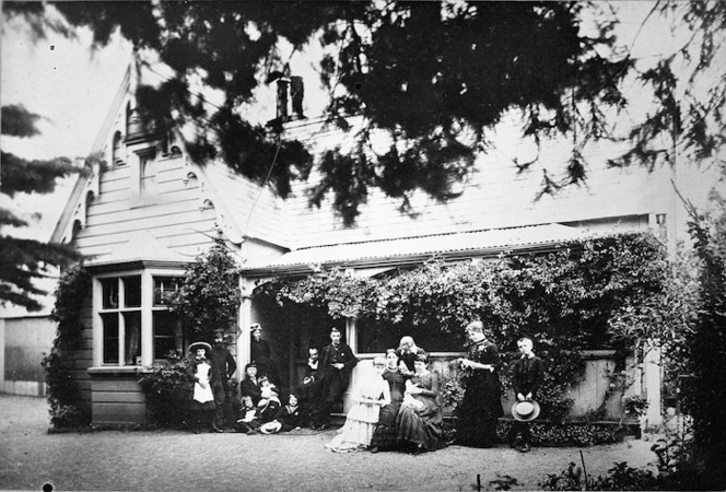 House of the Parliament Buildings custodian, William Letham, on the corner of Molesworth and Hill Streets, Wellington