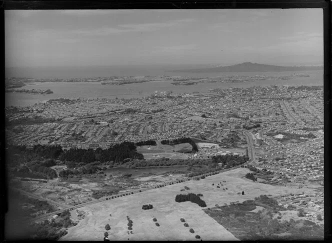 Auckland City and Harbour, showing Devonport and Rangitoto Island