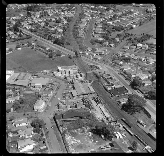 Morningside Timber Company and surrounding area, Auckland