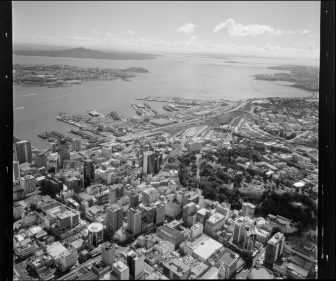 Auckland city and harbour, looking toward Waiheke Island