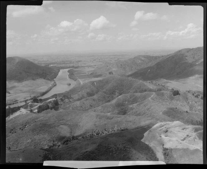 Huntly, Waikato District, looking along Waikato River to Taupiri