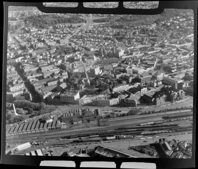 Commercial area, Dunedin, showing railway yards