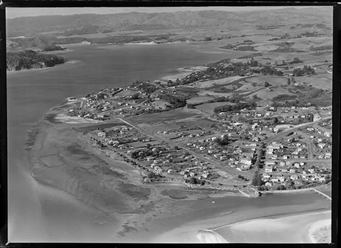 Raglan Harbour with township of Raglan, Waikato District