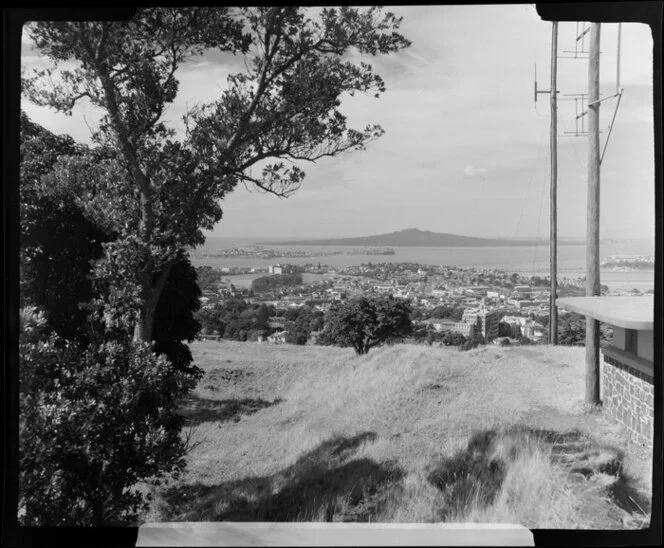 Mount Eden, Auckland, looking towards Rangitoto Island