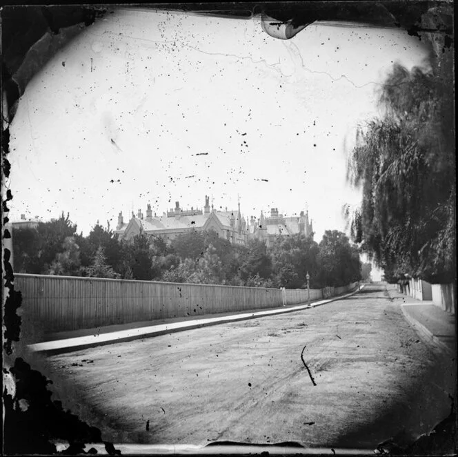 Sydney Street West, Thorndon, Wellington, showing Parliament Buildings