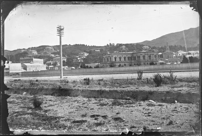 Wellington, showing Supreme Court, houses on The Terrace, and buildings on Lambton Quay