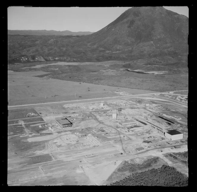 Tasman Pulp and Paper Company, Kawerau, including Mt Edgecumbe (Putauaki) in the background