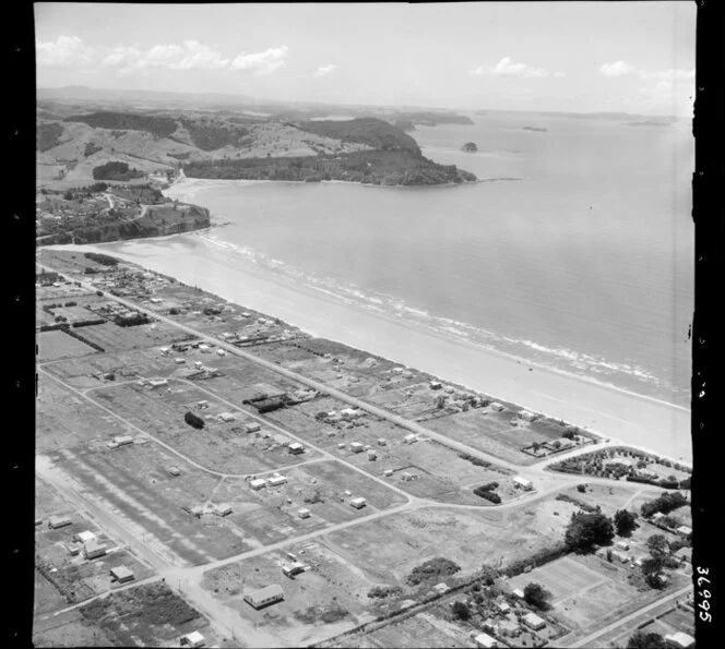 Orewa Beach coastline, Auckland, including Hatfields Beach in the background