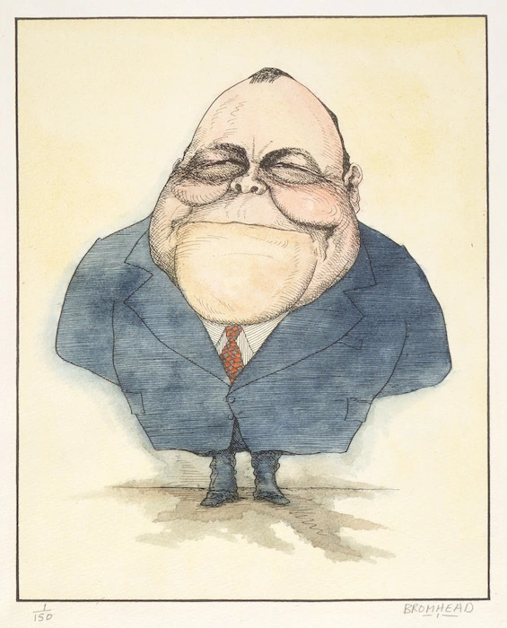 Bromhead, Peter, 1933- :[Robert Muldoon; colour caricature. 1980-1984].