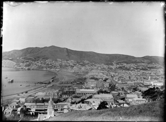 View of Wellington, including reclaimed land at Te Aro Flat, from The Terrace