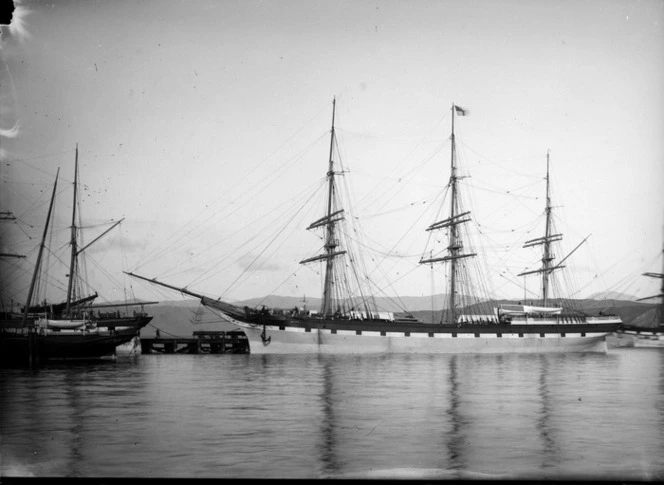 The ship Zealandia at the Railway Wharf, Wellington
