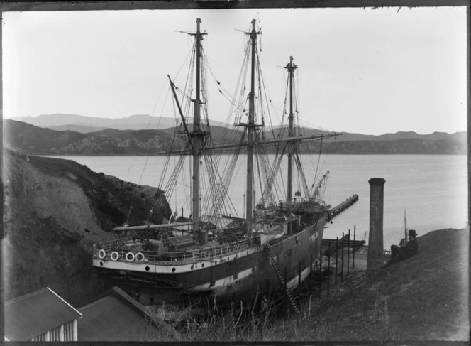 The barque Pleione in the Patent Slip, Wellington