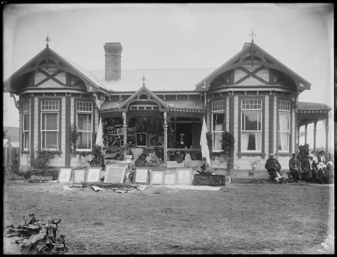 House at Putiki, during the tangi of Makere Wikitoria Taitoko - Photograph taken by Frank James Denton