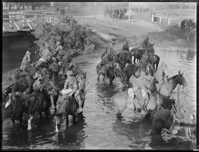 Mounted troops, World War I, probably Canterbury region