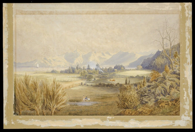 Arden, Francis Hamar, 1842-1899 :[Panoramic farm landscape with children playing]. 1875.