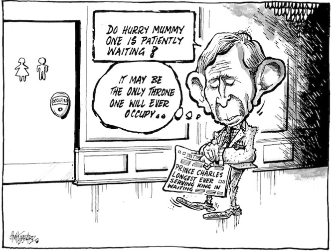 'Prince Charles longest ever serving king in waiting. "Do hurry Mummy, one is patiently waiting!" "It may be the only throne one will ever occupy.." 1 February, 2008