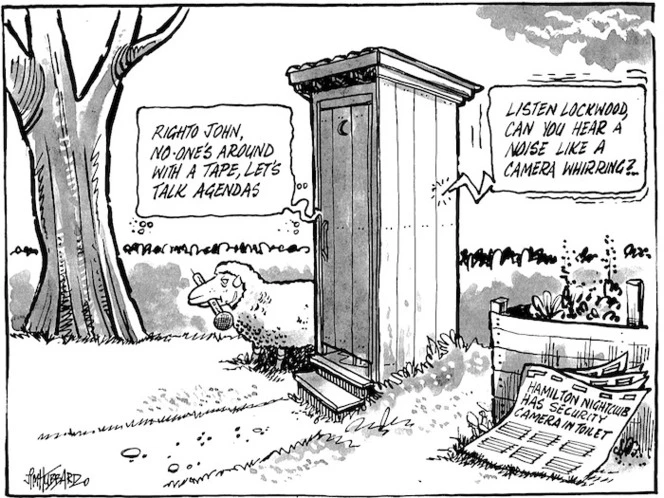 "Righto John, no-one's around with a tape, let's talk agendas." "Listen Lockwood, can you hear a noise like a camera whirring?.." 10 August, 2008