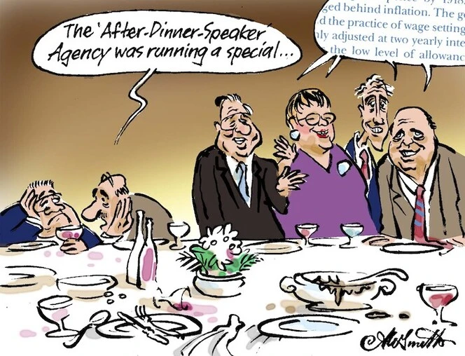 "The 'After-Dinner-Speaker' Agency was running a special..." "... behind inflation. The... the practice of wage setting... adjusted at two yearly interval... the low level of allowance..." 6 April, 2005.