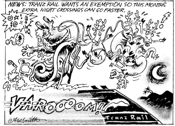 Smith, Ashley W., 1948- :News.Tranz Rail wants an exemption so this month's extra night crossings can go faster. New Zealand shipping gazette, 16 December 2000.