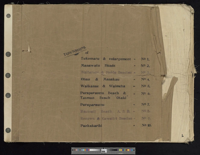 Smith, J.A. active ca 1923: [Reticulation information of townships within the Kapiti Coast and Horowhenua Districts] [ms map]. [ca.1923].