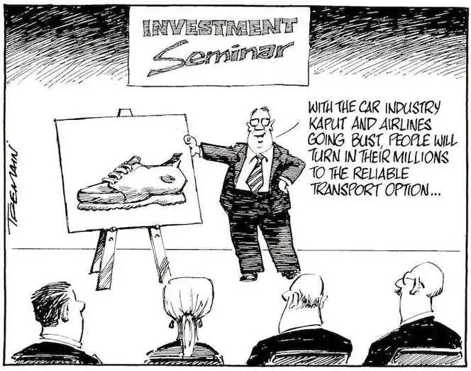 "With the car industry kaput and airlines going bust, people will turn in their millions to the reliable transport option..." 'Investment seminar.' 21 November, 2008.