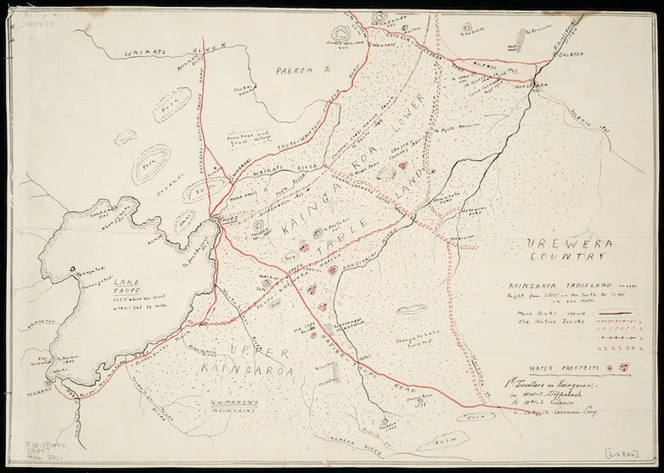 [Hill, Henry Thomas, 1849-1933] :[Map of Kaingaroa tableland] [ms map]. [H.H.].