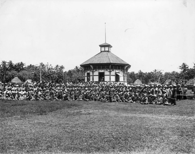 The women's Mau organisation at the office of the Mau, Vaimoso village.