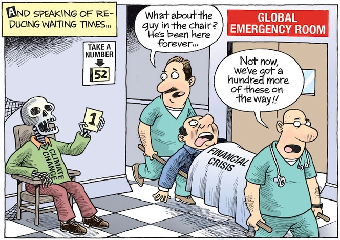 And speaking of reducing waiting times... "What about the guy in the chair? He's been here forever..." "Not now, we've got a hundred more of these on the way!!" 27 November, 2008.