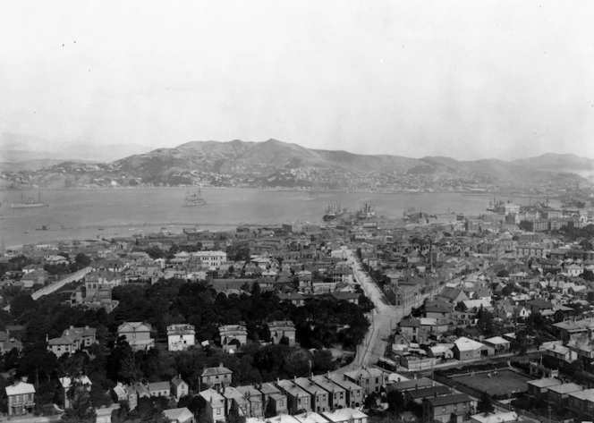 Part 3 of a 4 part panorama overlooking Thorndon, Wellington