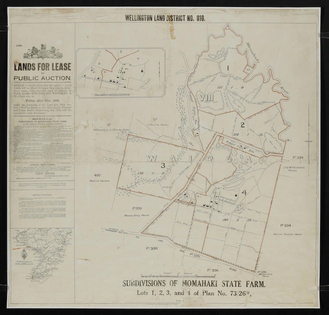 Subdivisions of Momahaki State Farm. Lots 1, 2, 3, and 4 of Plan No. 73/26w